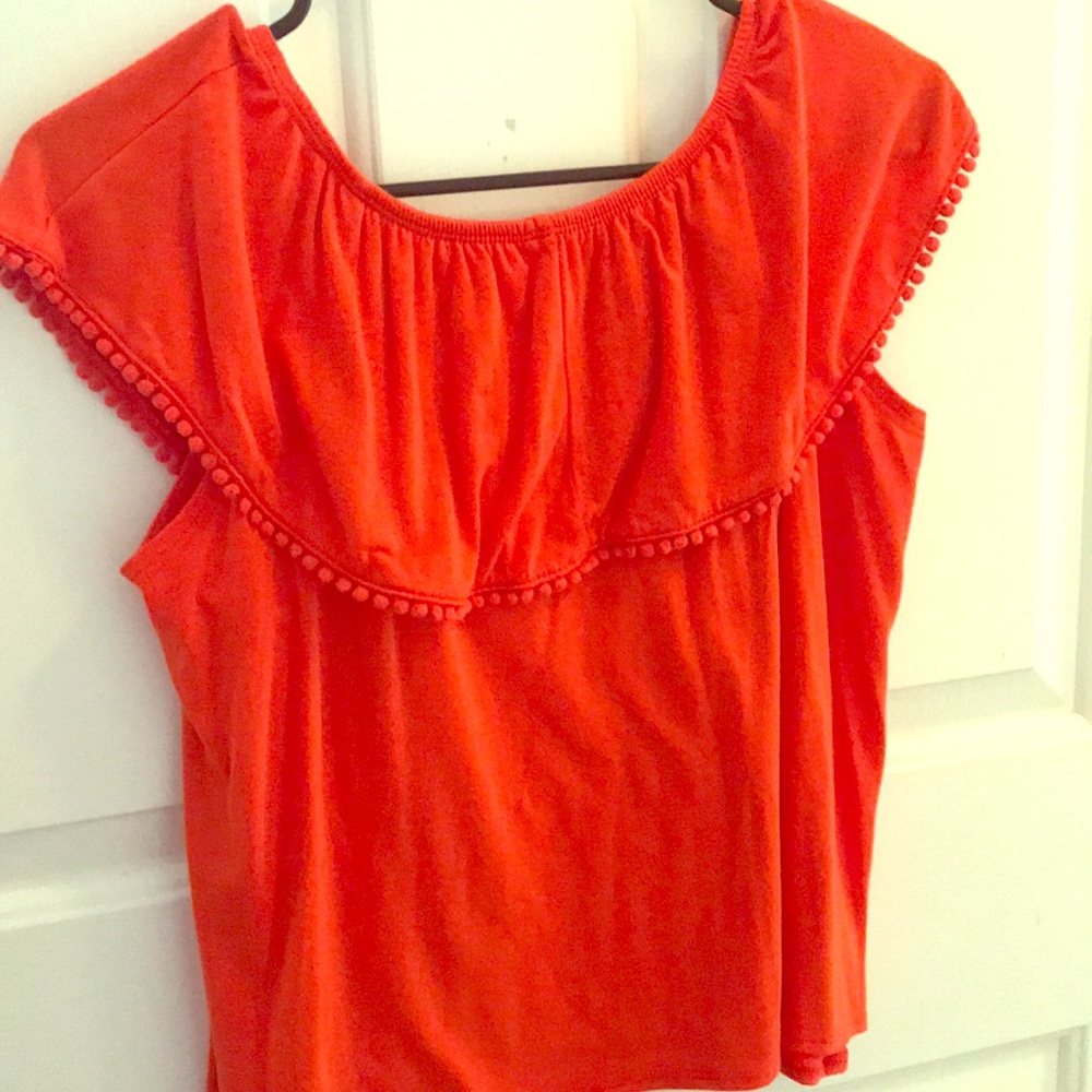 Orange/coral off the shoulder top!